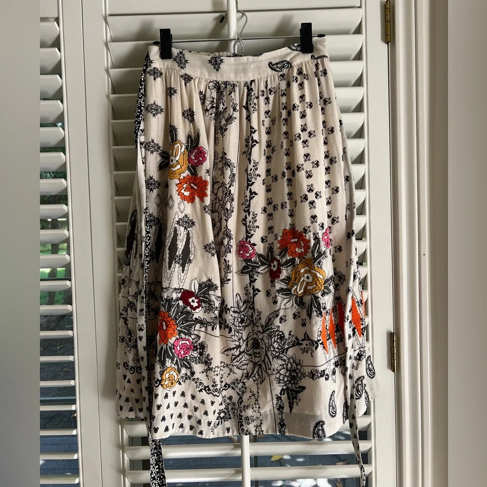 Anthropologie Devi Embroidered Midi Skirt Vineet Bahl Womens Small
